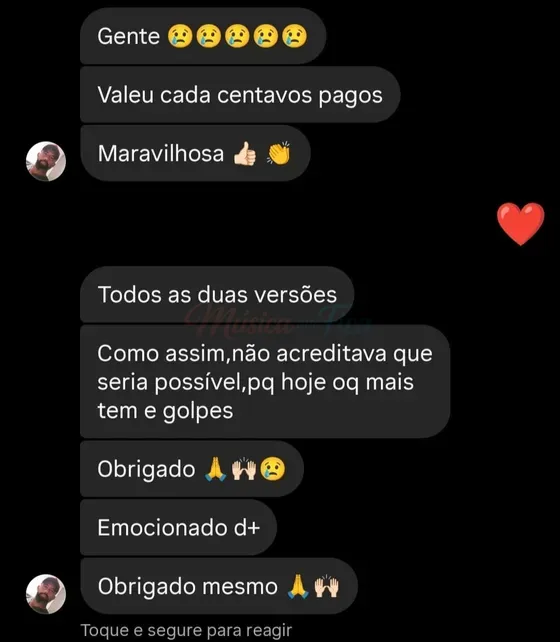 Depoimento WhatsApp - emocionado